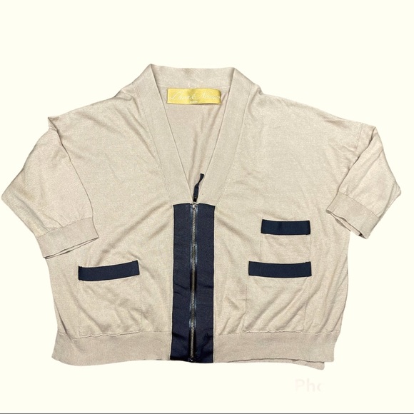 ⭐️ ZHOR & NEMA PARIS ZIP FRONT CARDIGAN SWEATER TAN SIZE S - Picture 1 of 10